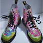 Dr Martens PASCAL DAZE Neon Floral Cats Rabbits Leather Boots 8 US EU39 UK6 EUC