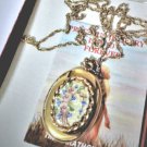 Vintage 14K GF Guilloche Enamel Victorian Style Locket NIB Deadstock