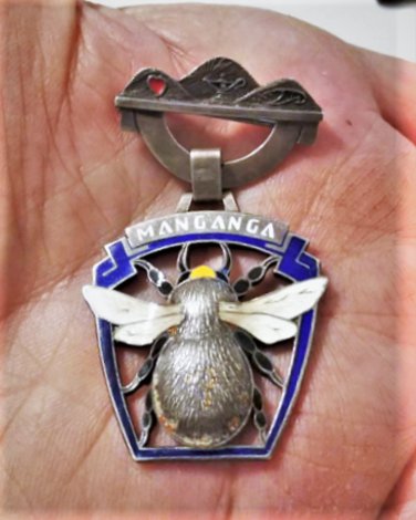 Antique Sterling Silver Enameled MANGANGA Bumblebee Pin Nahuel Huapi Patagonia