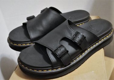Dr Martens DAX Black Hydro Leather Slide Sandals 11 US Men EU 44 UK 10 HTF