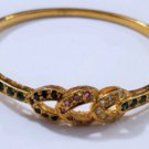Genuine Emerald Ruby Diamonds Gold Filled Bangle Bracelet