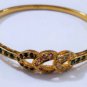 Genuine Emerald Ruby Diamonds Gold Filled Bangle Bracelet
