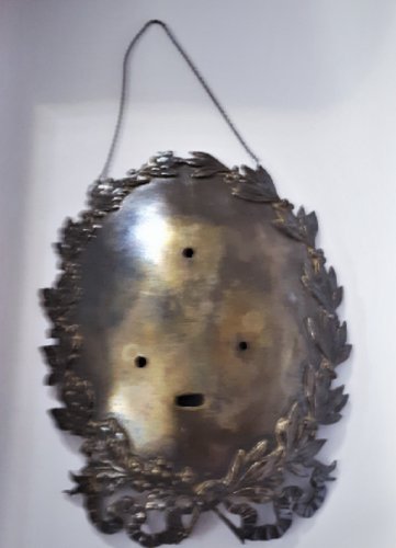 Antique 900 Silver Large Baroque Hanging Medallion Plaque