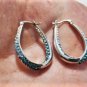 Vintage Sterling Silver Green Ombre Crystal Hoop Earrings AU