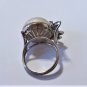 Vintage Art Deco Mid Century Baroque Mabe Pearl Diamond Palladium Ring Sz ~7.25