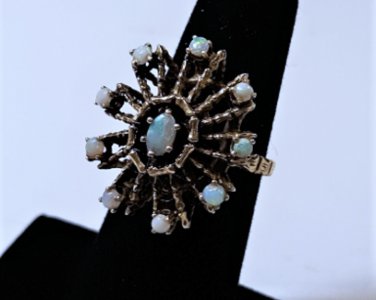 Antique Victorian 14K Starburst Opal Ring Size 6.5