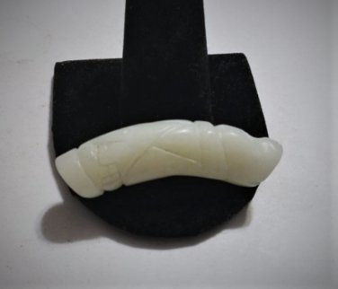 Antique Chinese White Hetian Jade Curved Dragon Pendant 2