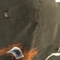 Vtg 80s Cow Skull Feathers Aztec Print in Black Silk Shirt XL