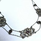 Georgian Silver & Paste Stones Chatelaine Chain Necklace