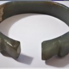 Antique Chinese Jade Open End Double Pixu Dragon Floral Carved Bangle Bracelet