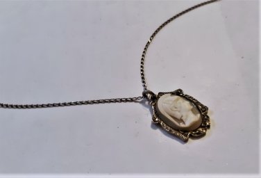 Victorian 800 Silver Marcasite Rare Minerva Cameo Pendant Necklace Grand Tour