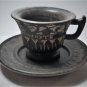 Antique Rare Pierre De La Mer Morte Hand Carved Teacup/Saucer 19th C. Holy Land