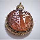 Antique Neo Babylonian Carnelian Hunter Intaglio Large Silver Pendant