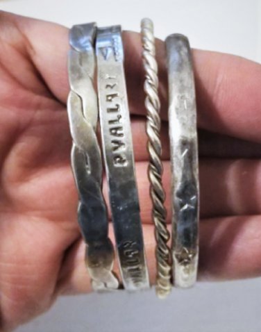 Vintage Sterling Silver MEXICO Stamped Bangle Bracelets Lot Collection 58.3 Gr