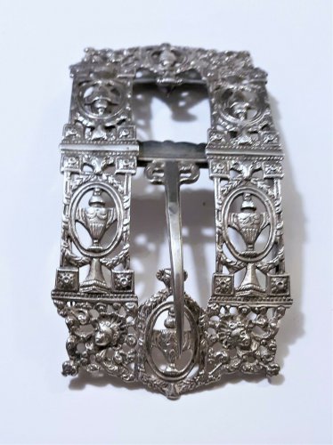 19th C. Dutch Copy of Baroque French Renaissance Revival Sterling Silver Buckle L 19th C