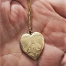 Antique 10K GF Victorian Edwardian Lg Heart Locket Pendant Necklace