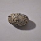 Old Tibetan Used Weathered Oily Agate Relief Carved Dzi Bead 2.5 CM