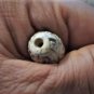 Old Tibetan Used Weathered Oily Agate Relief Carved Dzi Bead 2.5 CM