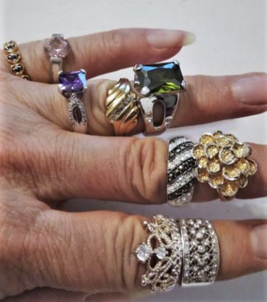 Vintage Sterling Silver Assorted Rings Lot Collection of Nine~ 42 Gr