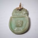 Vintage Chinese Hand Carved Apple Green Jadeite Pendant