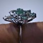 Vintage Art Deco Solid PALLADIUM Emerald & Diamond Ring Size 6.25