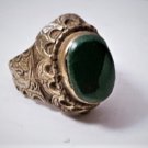 Antique Sassanian Persian Chrysoprase in Cast Silver Ring 9