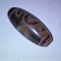 Old Tibetan Used Weathered Oily Agate 2-Eye 2-Money Hook Dzi Bead 4.4 CM