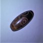 Old Tibetan Used Weathered Oily Agate 2-Eye 2-Money Hook Dzi Bead 4.4 CM