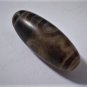 Old Tibetan Used Weathered Oily Agate 2-Eye 2-Money Hook Dzi Bead 4.4 CM