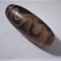 Old Tibetan Used Weathered Oily Agate 2-Eye 2-Money Hook Dzi Bead 4.4 CM