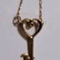 Vintage 14K Diamond Heart Key Pendant Necklace 16-1/2"