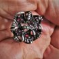 Vintage Sterling Silver Modernist Brutalist Garnet Artisan Flower Ring Size 8