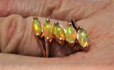 Vtg Sterling Silver Rose Gold vermeil Lovely Welo Opal Ring Size 9.5