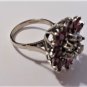 Vintage Art Deco Mid Century Palladium Diamond Ruby Ring Size 7