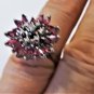 Vintage Art Deco Mid Century Palladium Diamond Ruby Ring Size 7