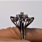 Vintage Art Deco Mid Century Palladium Diamond Ruby Ring Size 7