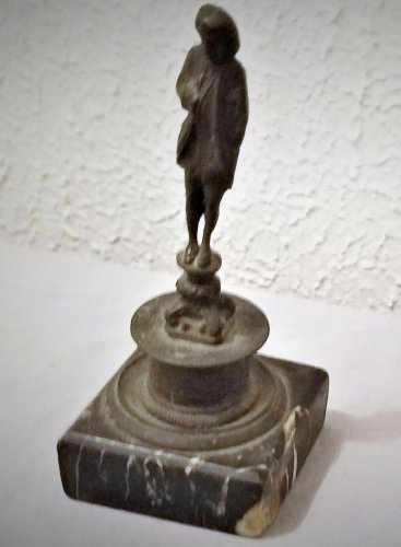 Antique Revolutionary Napoleonic 18th/19th C. Mini Bronze Statue w/Marble Base