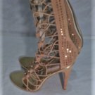 MLE Mia Ltd Edition Nefertiti Tall Tan Suede Gladiator Heels Size 10