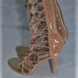 MLE Mia Ltd Edition Nefertiti Tall Tan Suede Gladiator Heels Size 10