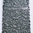 Antique Burma/India Sterling Silver Repousee Card Case w Elephant and Horse