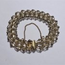 Vintage 12K GF Layered Triple Row Links JB Charm Bracelet 7-3/4"