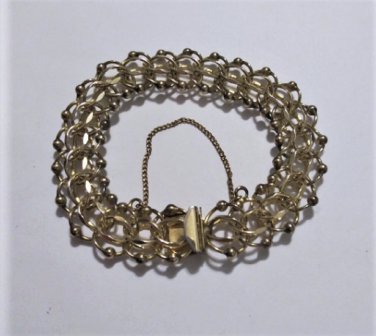 Vintage 12K GF Layered Triple Row Links JB Charm Bracelet 7-3/4"