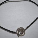 Vtg Sterling Silver Leather Cord Modernist Maori Pendant Necklace Surfer Jewelry