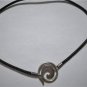 Vtg Sterling Silver Leather Cord Modernist Maori Pendant Necklace Surfer Jewelry