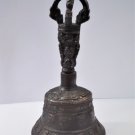 Antique Tibetan Bronze Ritual Ghanta Bell w/Dorje Handle & Bodhisattva Head