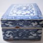 Antique Ming or Qing Blue White Porcelain Hand Inscribed Scholar Ink Box