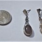 Vintage Sterling Silver Amber Dangle Drop Post Earrings