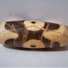 Old Tibetan 3-Eyed Tiger Tooth Used Weathered Oily Agate Dzi Bead 3.2 CM