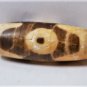 Old Tibetan 3-Eyed Tiger Tooth Used Weathered Oily Agate Dzi Bead 3.2 CM