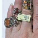 Vintage Handmade Sterling Silver Baltic Amber Ring Lot Sizes 5.5 to 8